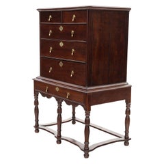 Antique Georgian 18th Century and Later Oak Chest of Drawers on Stand