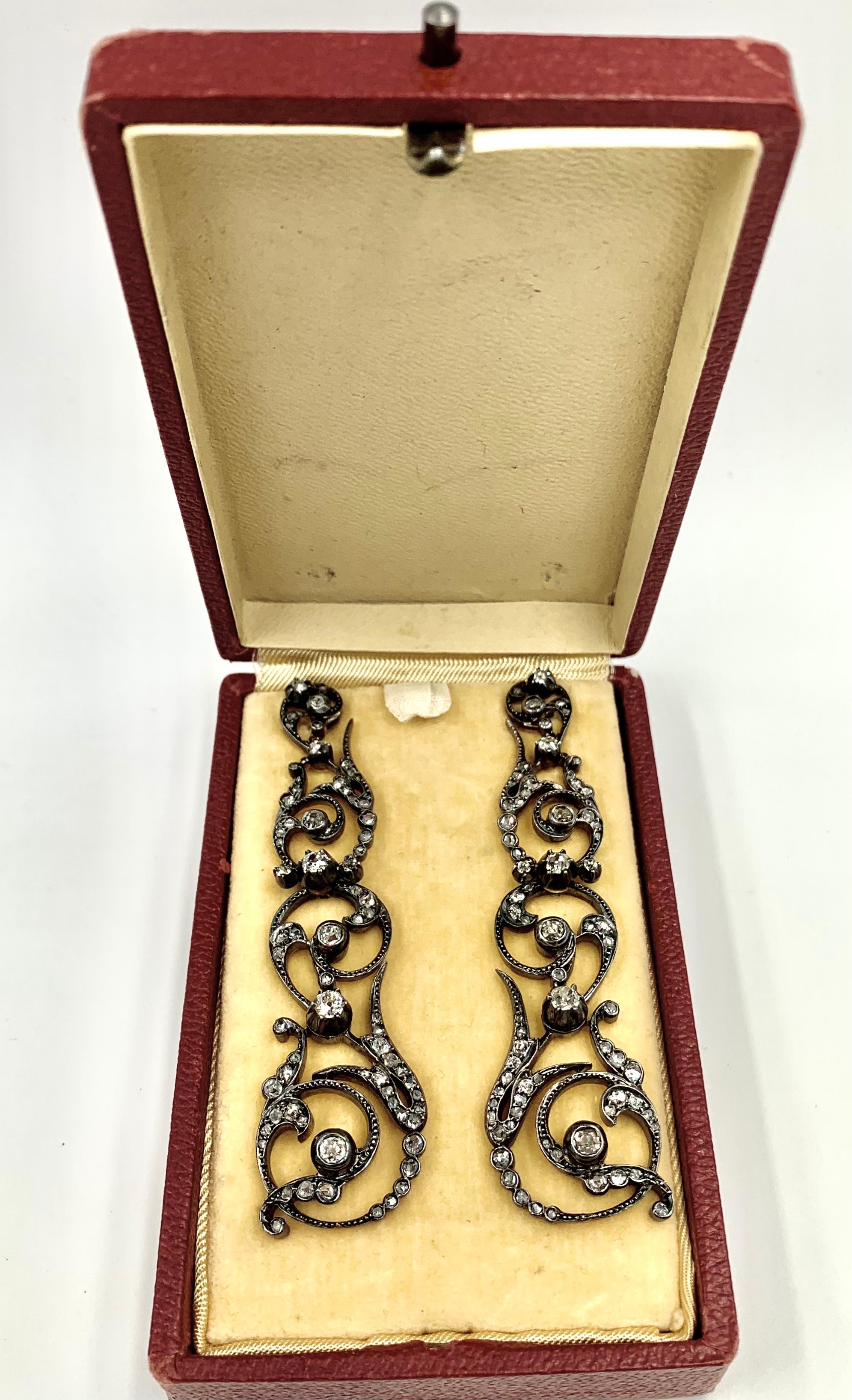 Antique Georgian 18th Century Diamond 18K Gold, Silver Topped Gold Earrings For Sale 5