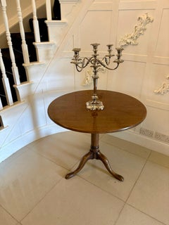 Antique Georgian 18th Century Figured Mahogany Circular Tilt Top Lamp Table