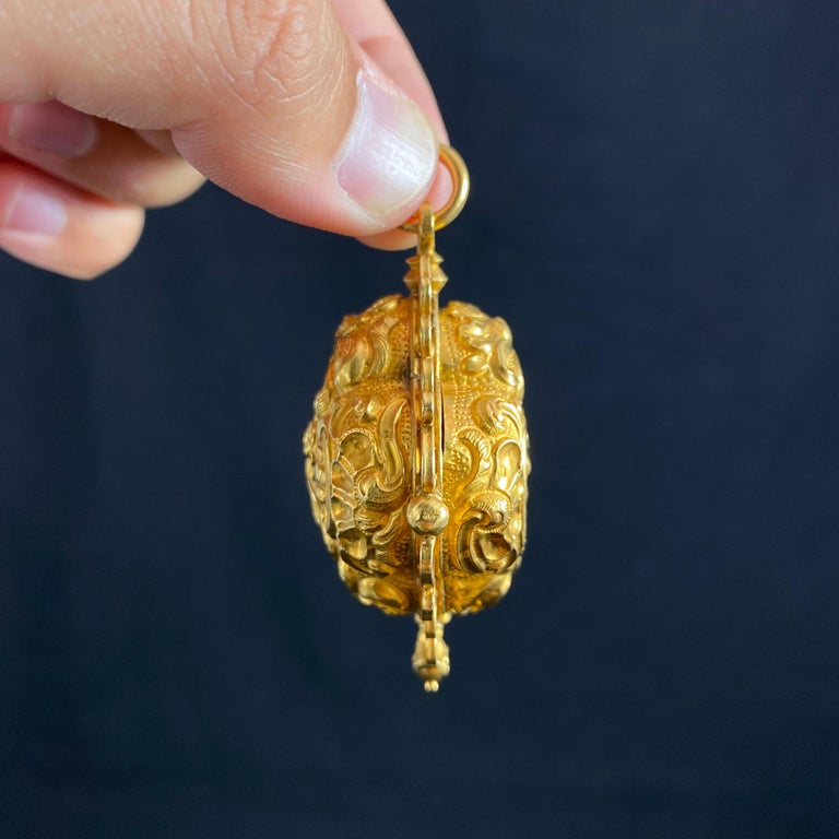 Antique 18th Century Religious Reliquary Locket Yellow Gold
