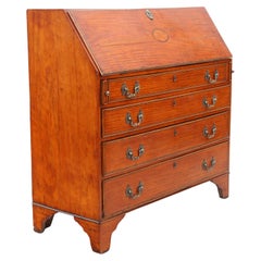 Antique Georgian 18th Century Satin Walnut Bureau Desk Writing Table Elegant