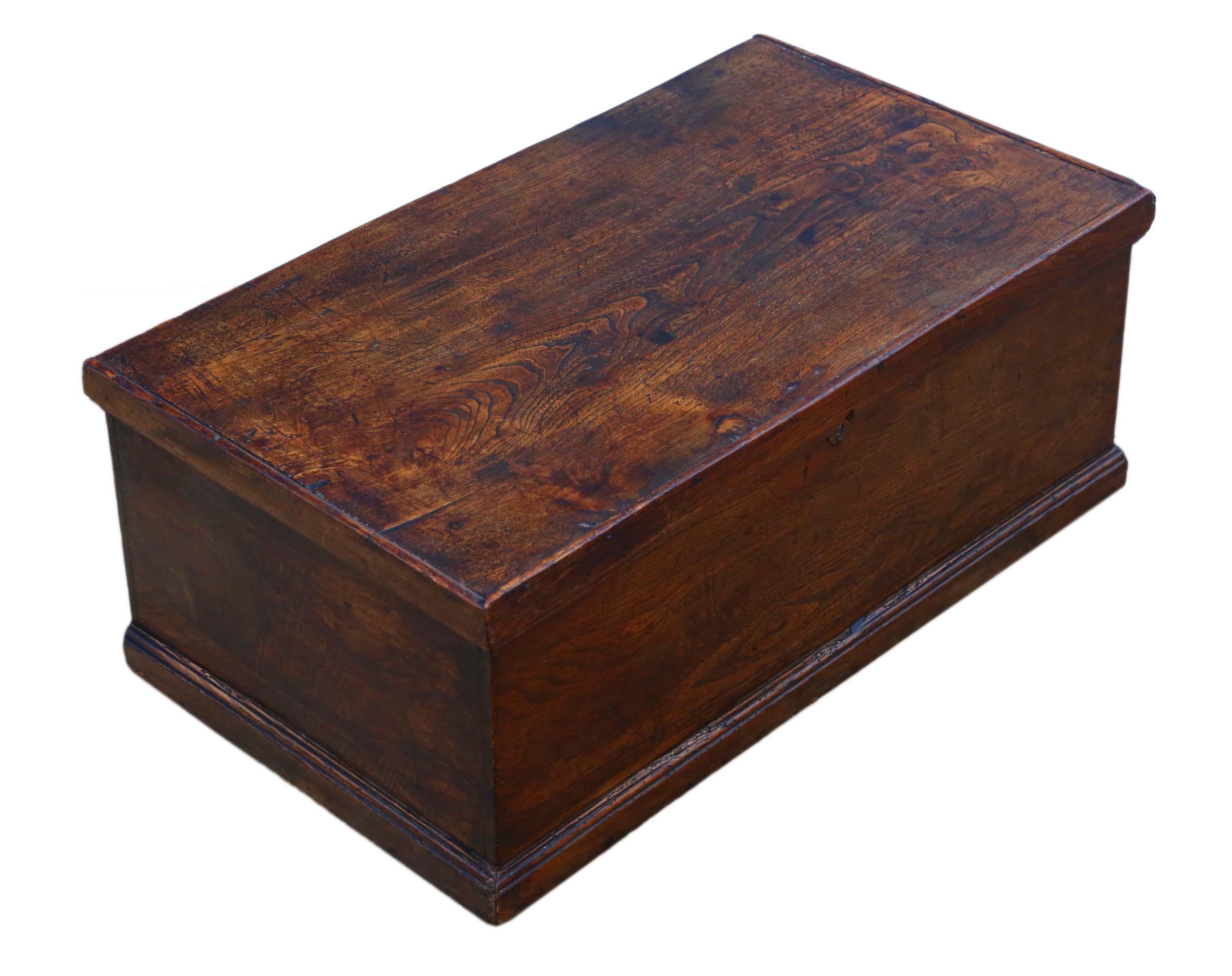 18th Century and Earlier Antique Georgian 18th Century Small Elm Coffer Box