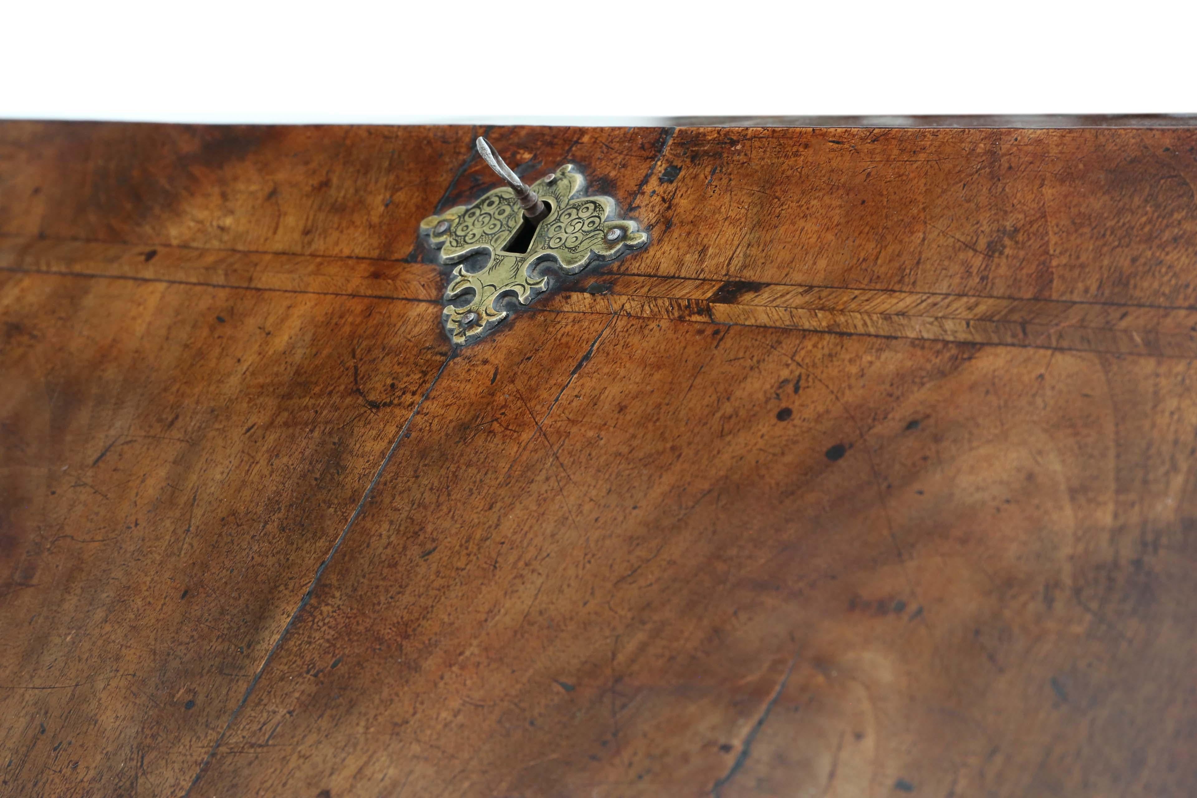 Wood Antique Georgian 18th Century Walnut Bureau Desk Writing Table Exquisite