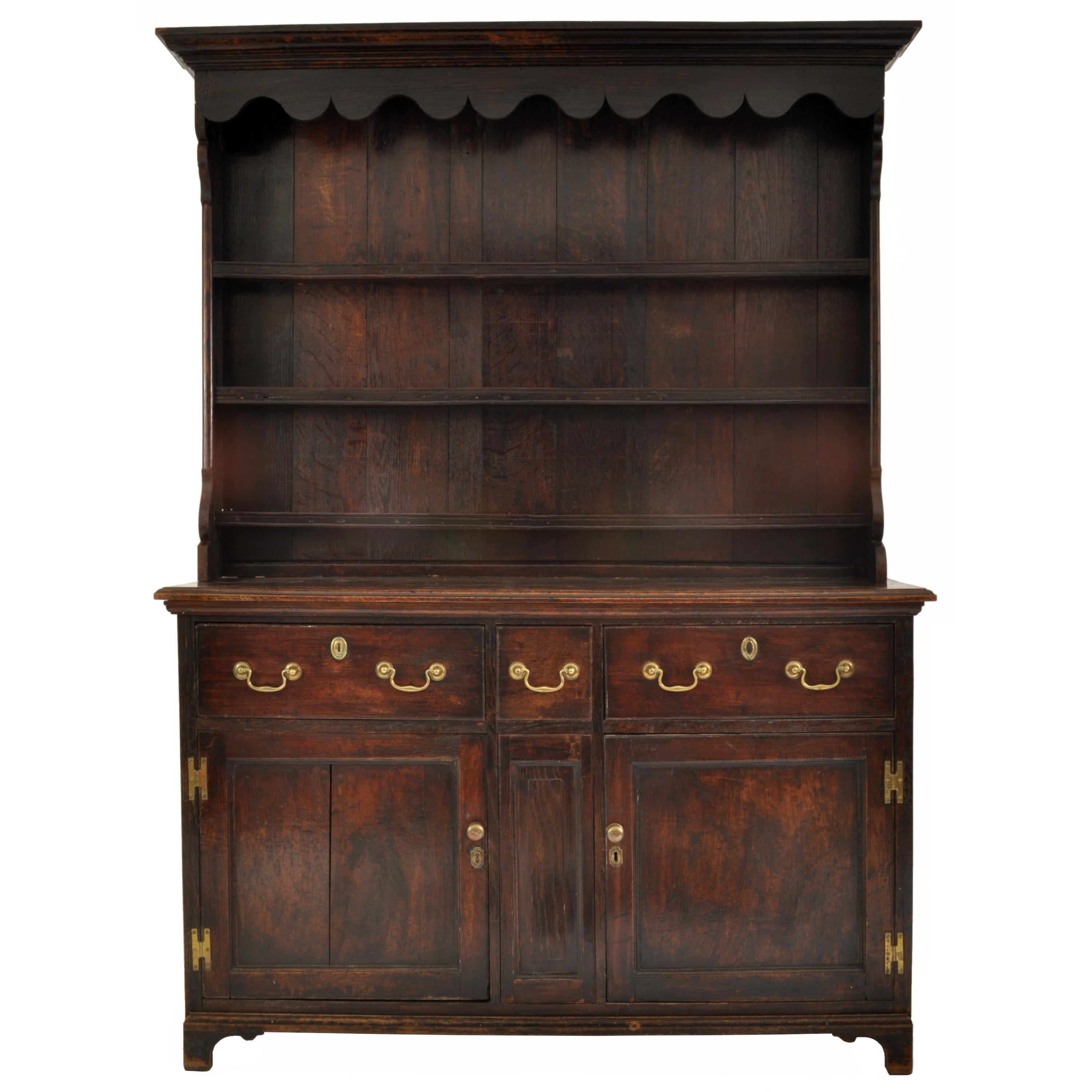 Antique Georgian 18th Century Yorkshire Oak Elm Dresser Cupboard Pot Rack 1780 1