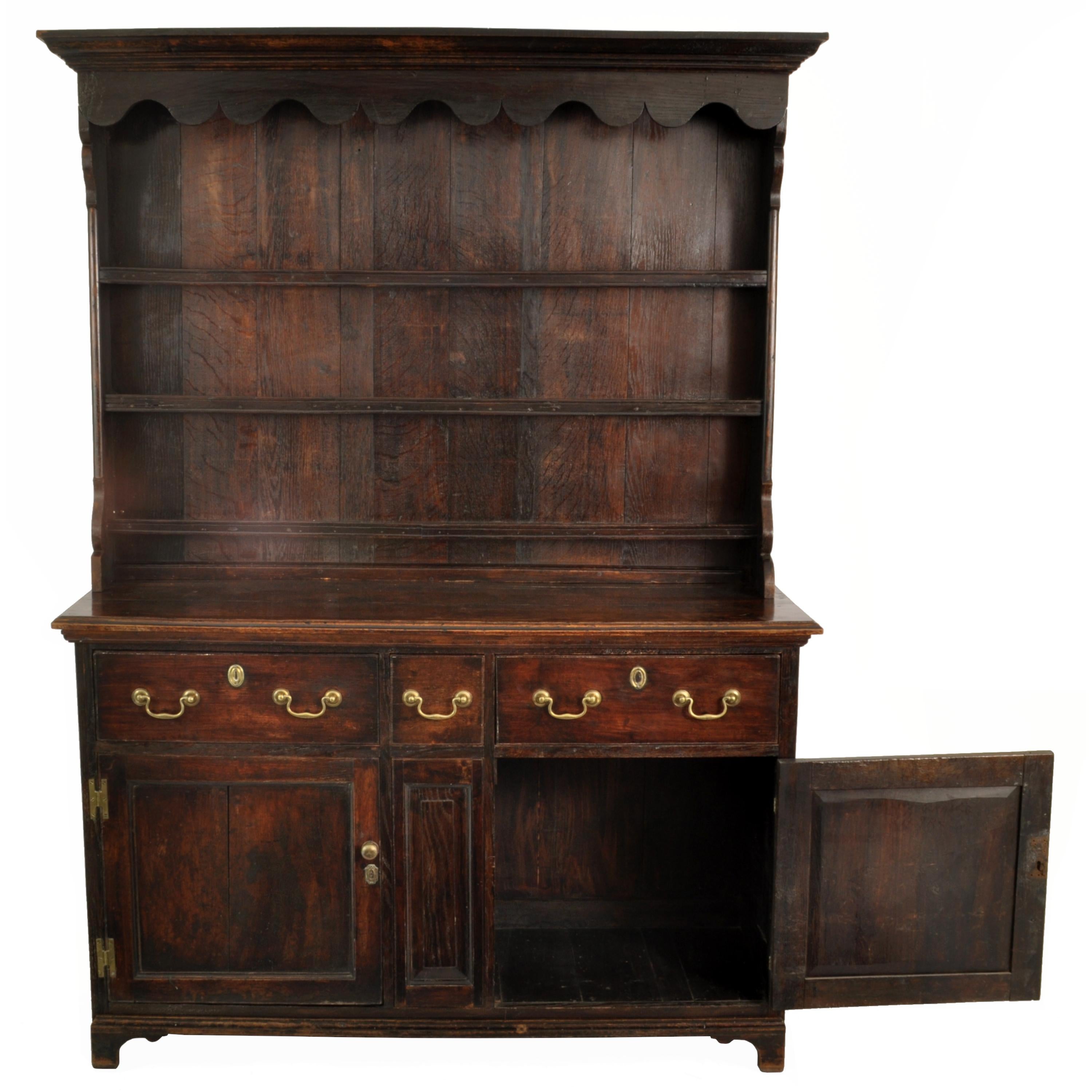 Antique Georgian 18th Century Yorkshire Oak Elm Dresser Cupboard Pot Rack 1780 3