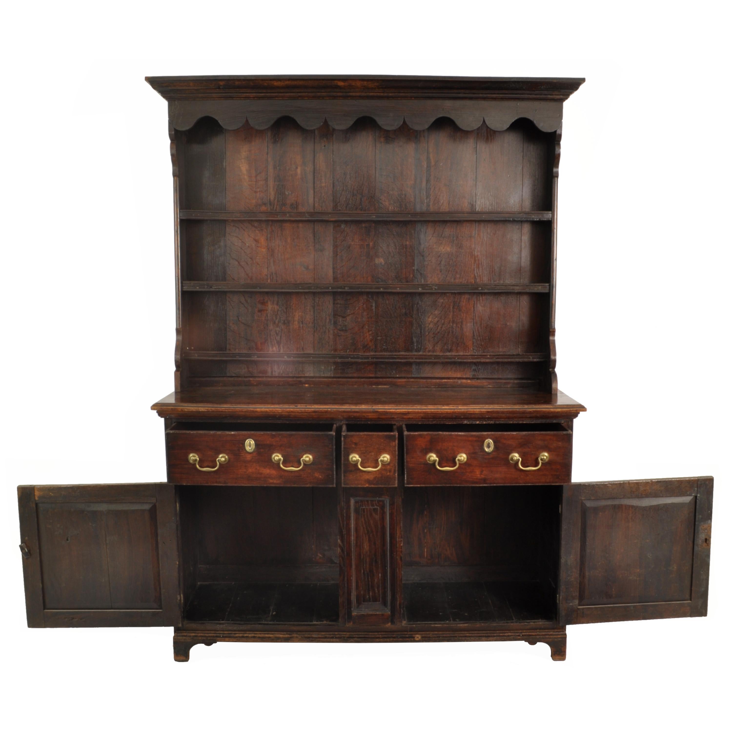Antique Georgian 18th Century Yorkshire Oak Elm Dresser Cupboard Pot Rack 1780 4