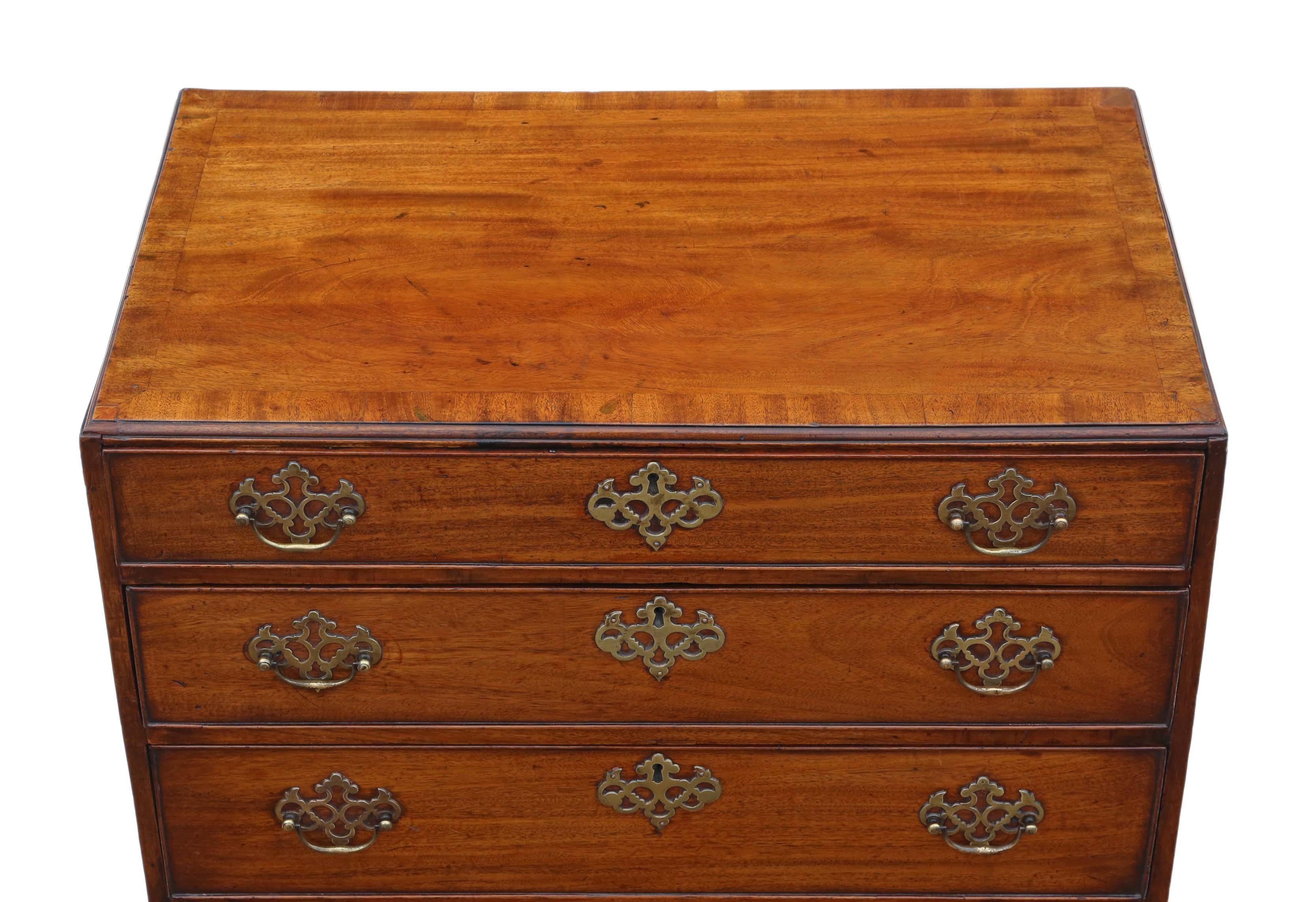 Antique Georgian 19th Century Mahogany Chest of Drawers C1800 Caddy Top In Good Condition In Wisbech, Cambridgeshire