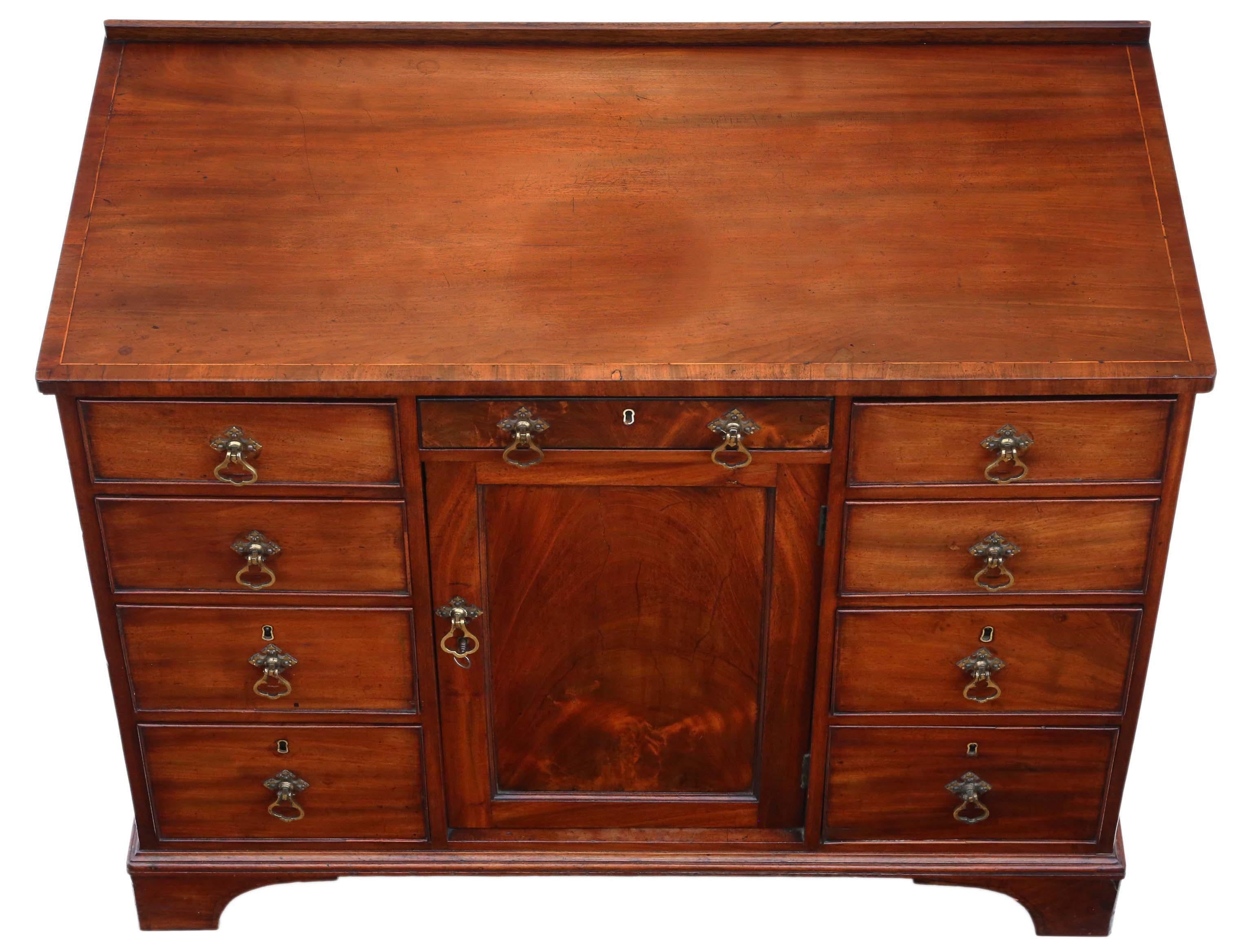 Antique Georgian 19th Century Mahogany Writing Desk Dressing Table In Good Condition For Sale In Wisbech, Cambridgeshire