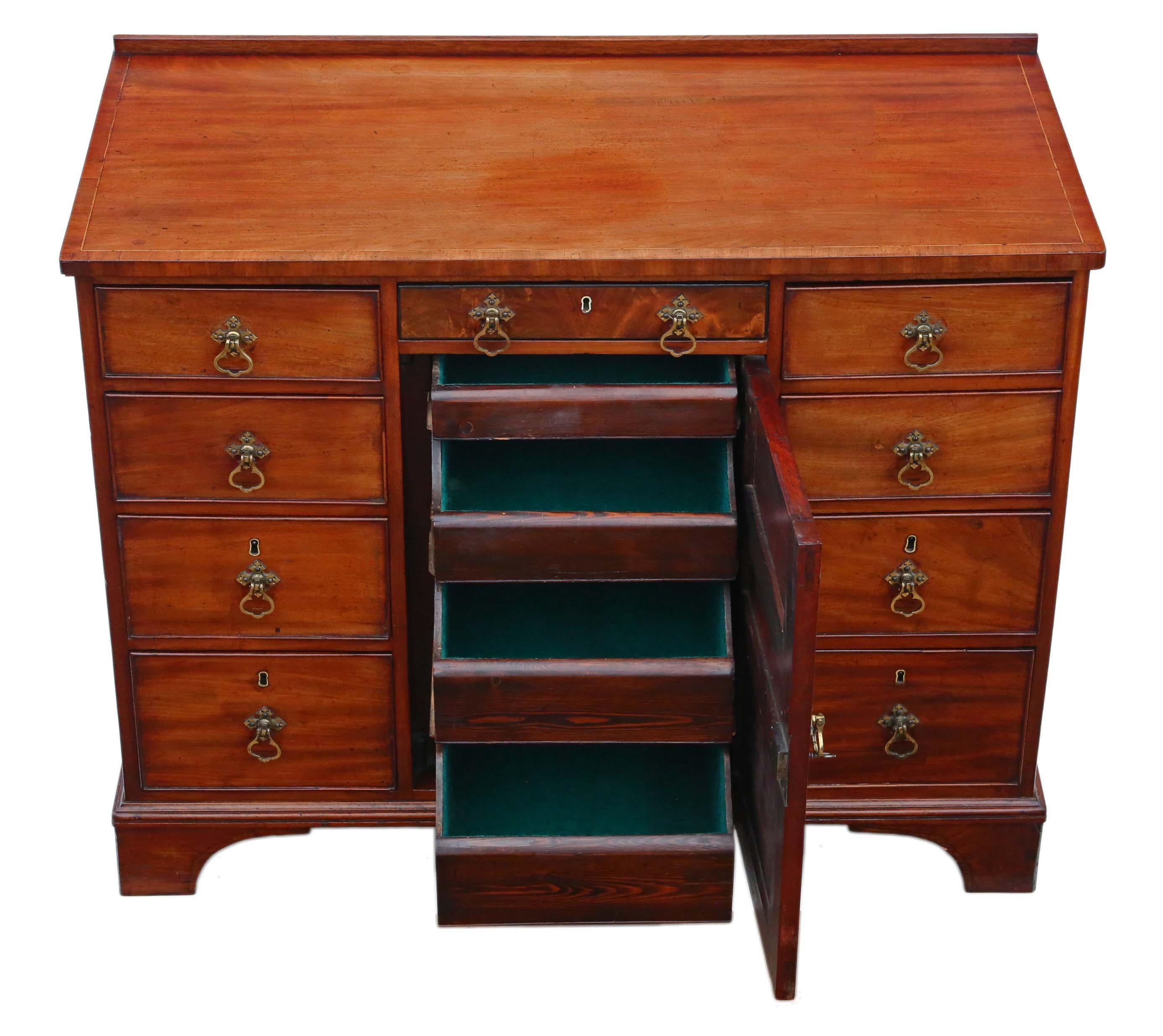 Early 19th Century Antique Georgian 19th Century Mahogany Writing Desk Dressing Table For Sale