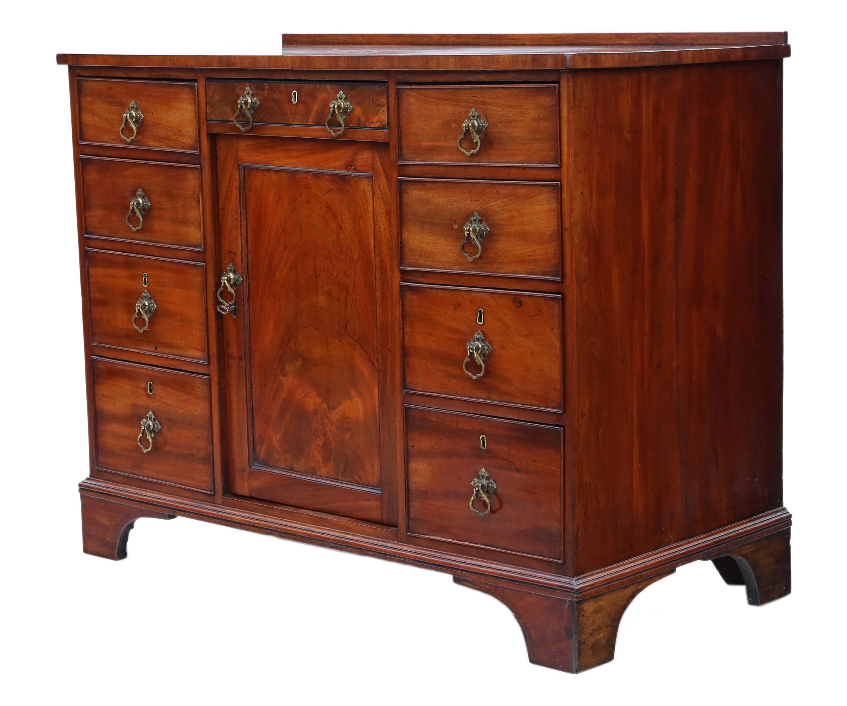 Wood Antique Georgian 19th Century Mahogany Writing Desk Dressing Table For Sale