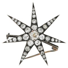 Antica spilla georgiana a stella con diamante da 5,00 carati