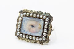 Antique Georgian  9 Carat Gold Lovers Eye with a Tear Miniature Brooch