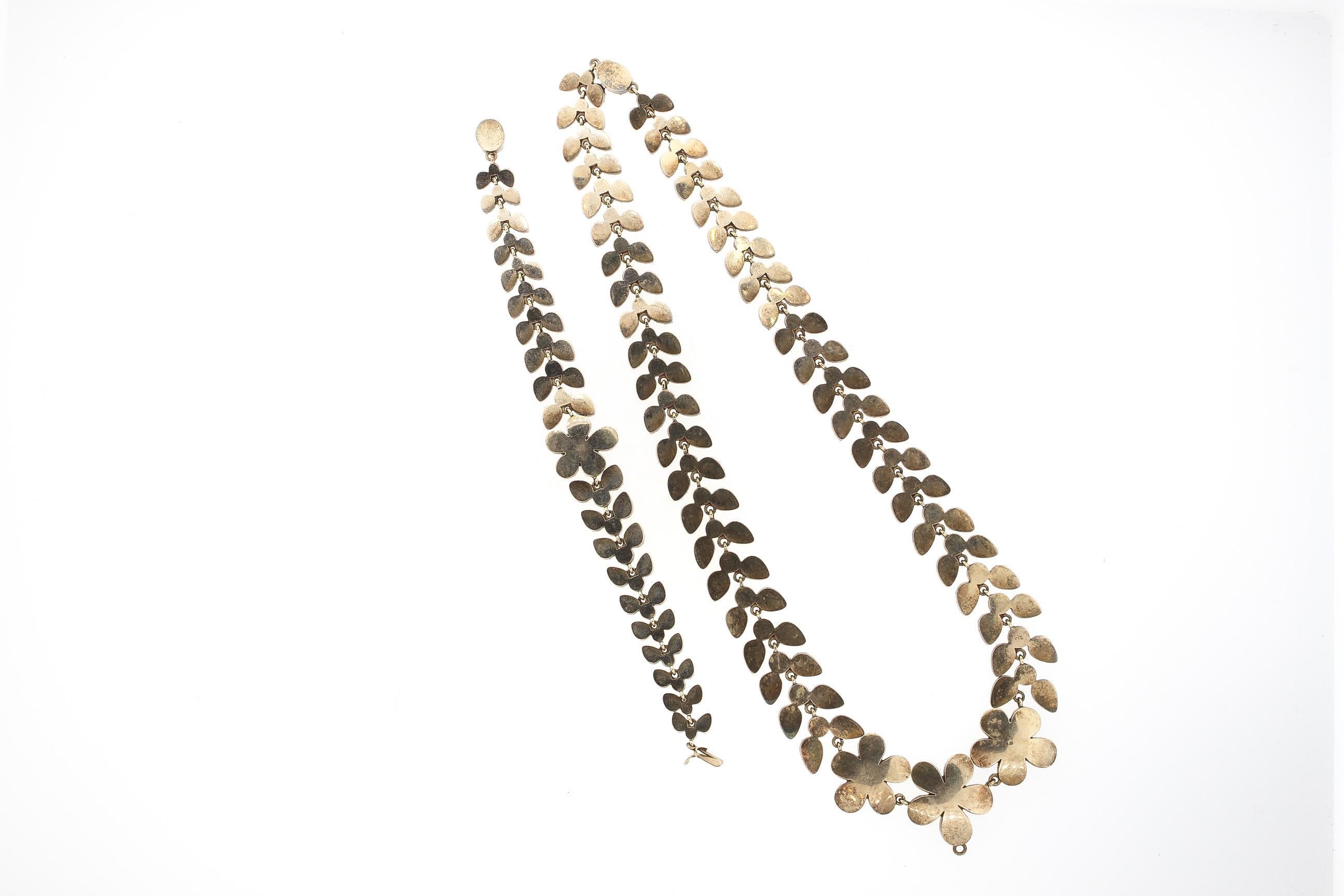 Antikes georgianisches Set aus Halskette und Armband, 9 Karat Gold mit floralem Granat 1