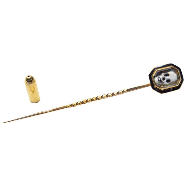 Antique Georgian 9 Karat Gold Momento Mori Skull Mourning Stick Pin For ...