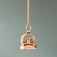 Antique Georgian 9K Gold Carnelian Coat of Arms Seal Fob Charm