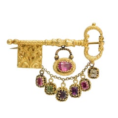 Antique Georgian Acrostic Regard “Key to My Heart” Locket Brooch