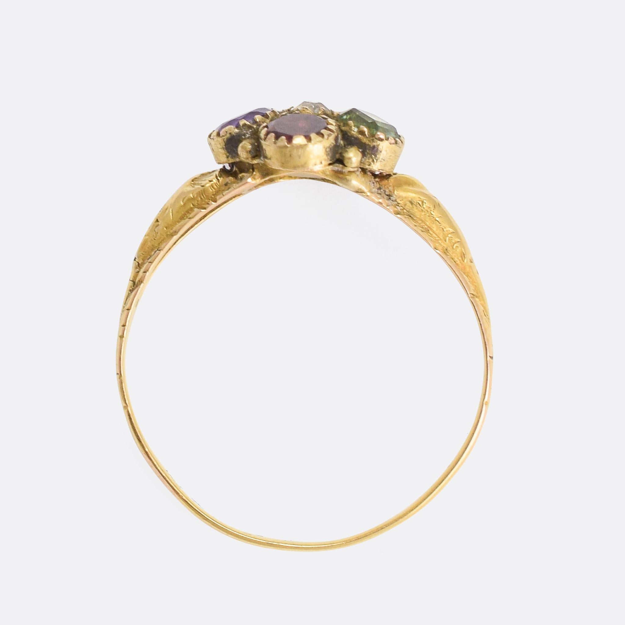 Antique Georgian Acrostic Regard Ring In Good Condition In Sale, Cheshire