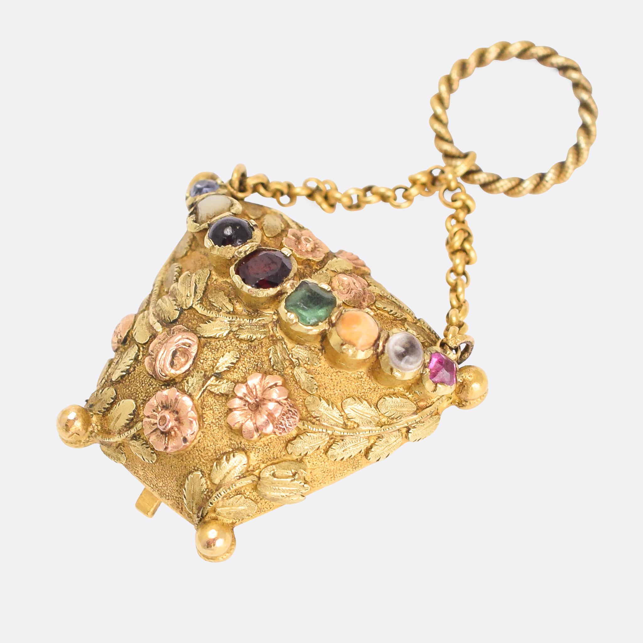Antique Georgian Acrostic Souvenir Antique Victorian Enamel Purse Locket