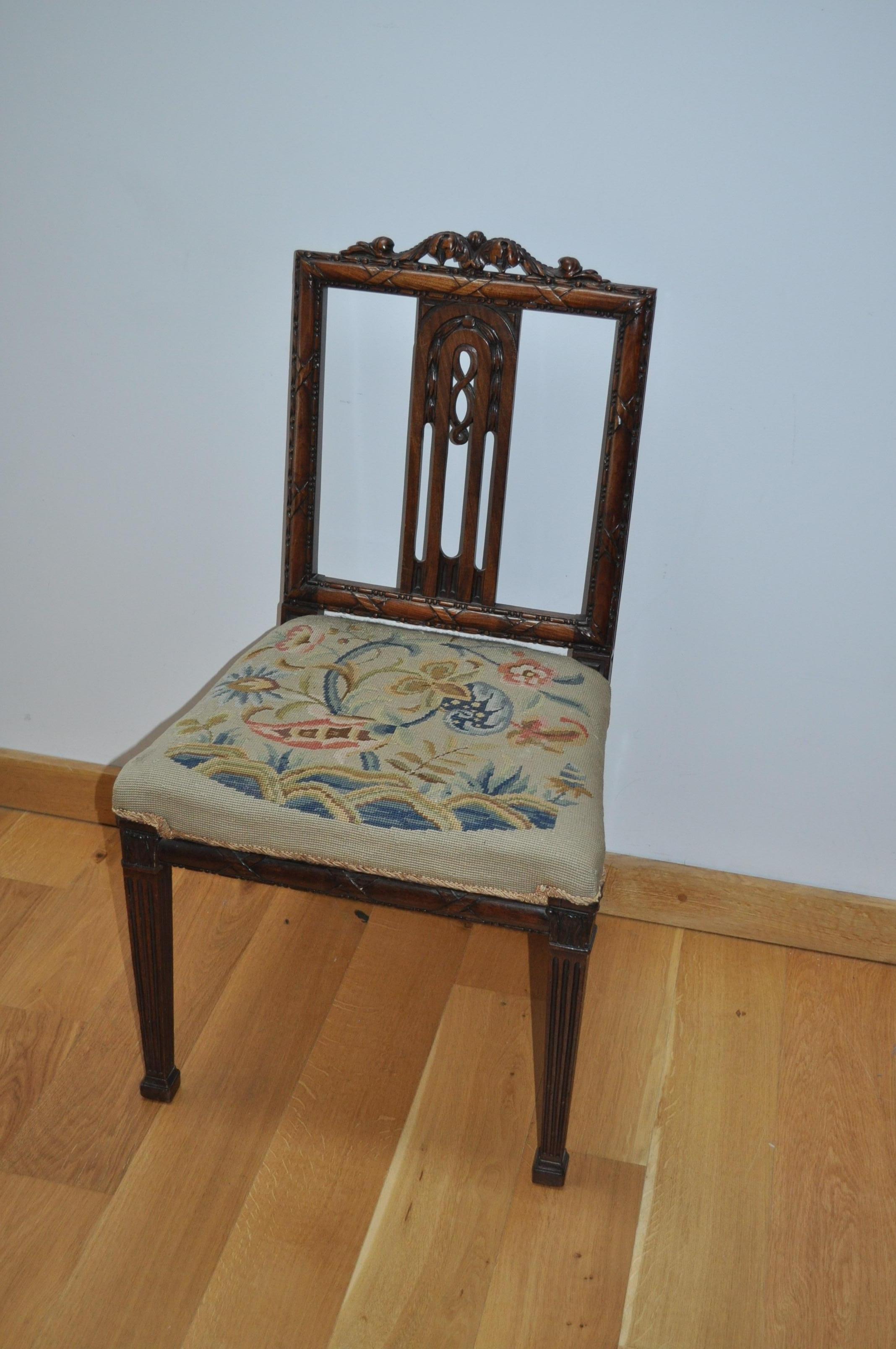 Adam Style Antique Georgian Adam period mahogany single 18th century Chair.  For Sale