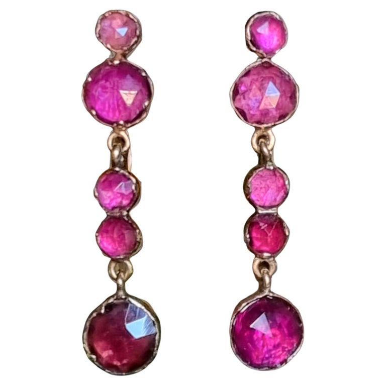 Antique Almandine Drop Earrings '18101820' For Sale at 1stDibs