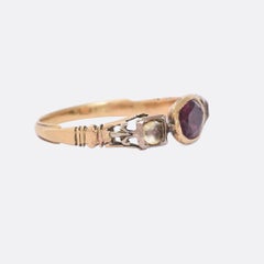 Antique Georgian Almandine Garnet White Paste Ring
