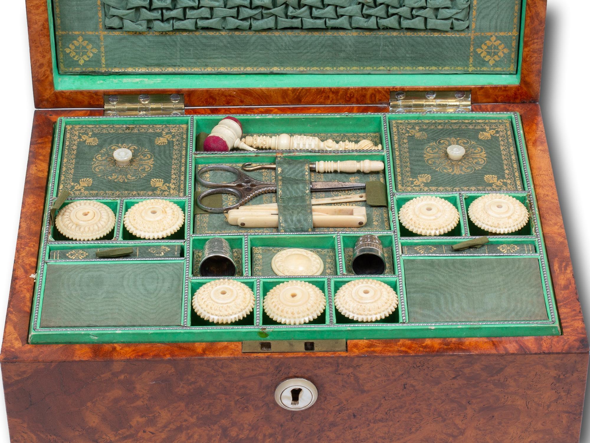Antique Georgian Amboyna Sewing Box For Sale 3