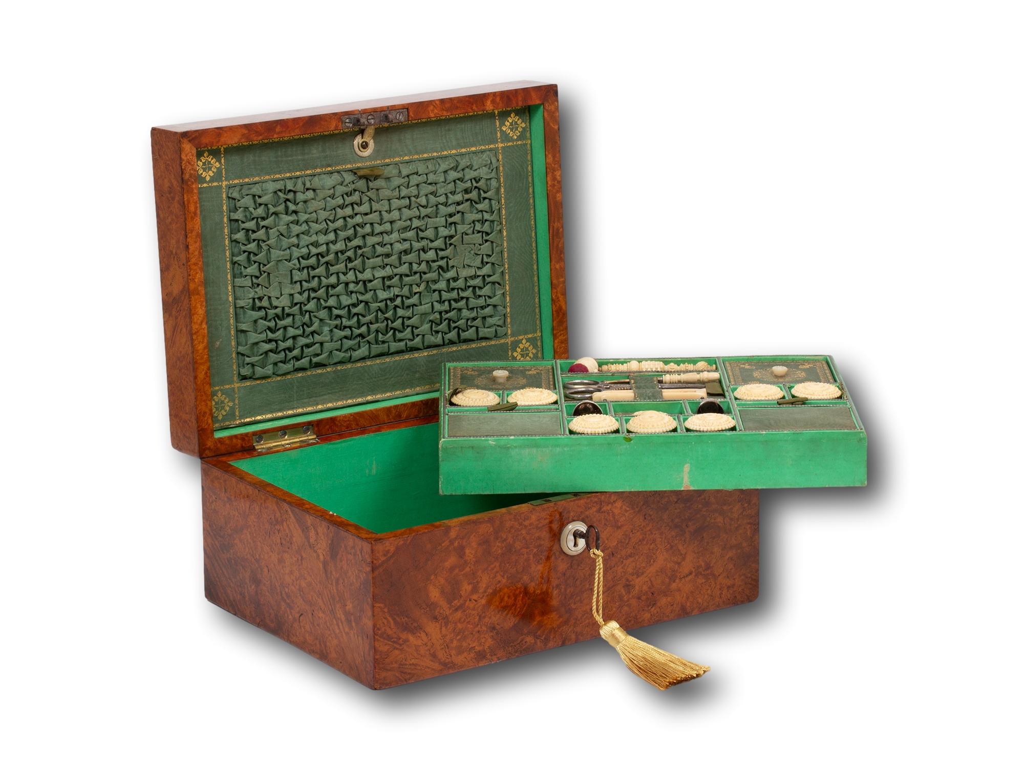 Antique Georgian Amboyna Sewing Box For Sale 7