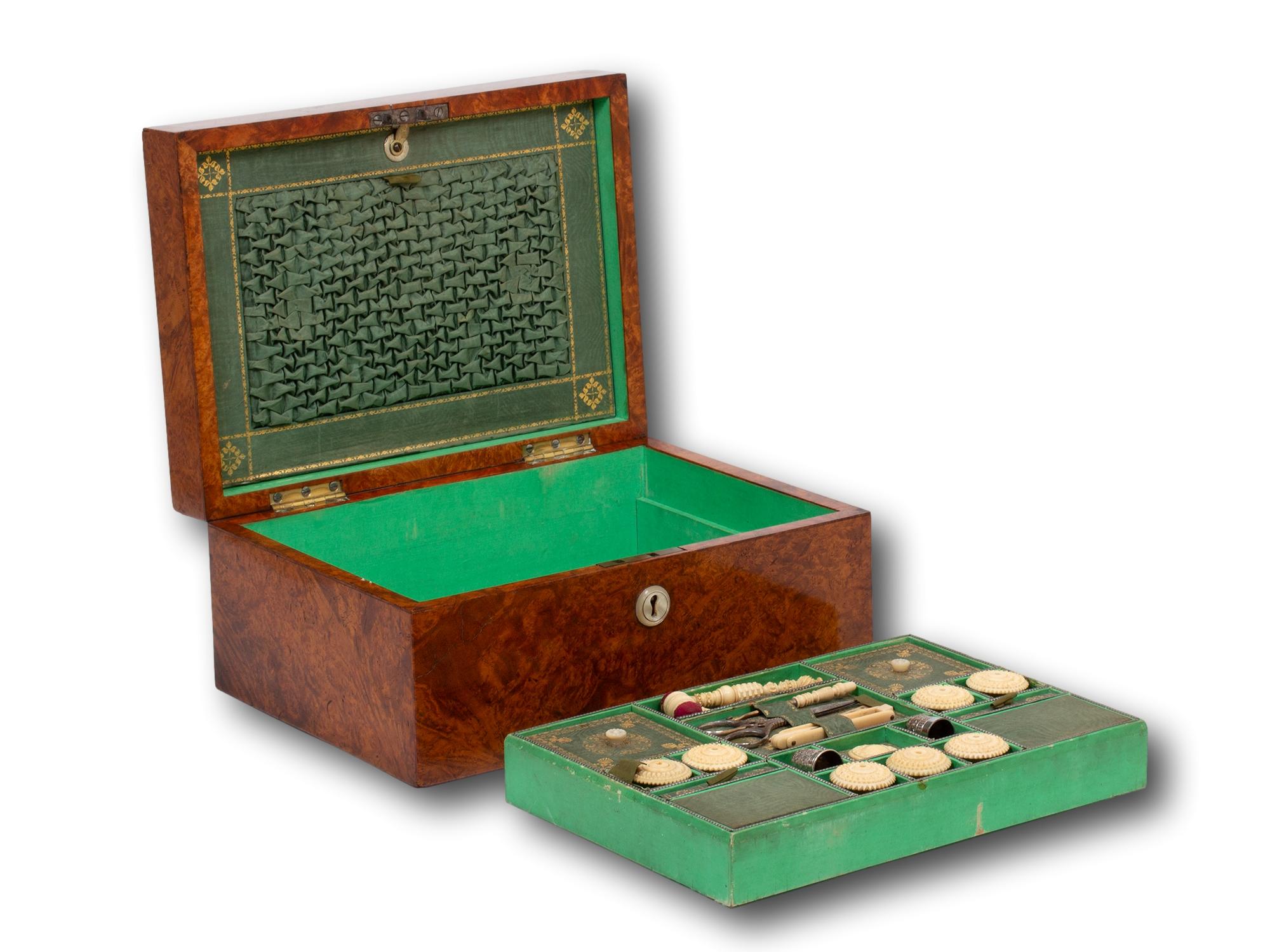 Antique Georgian Amboyna Sewing Box For Sale 8