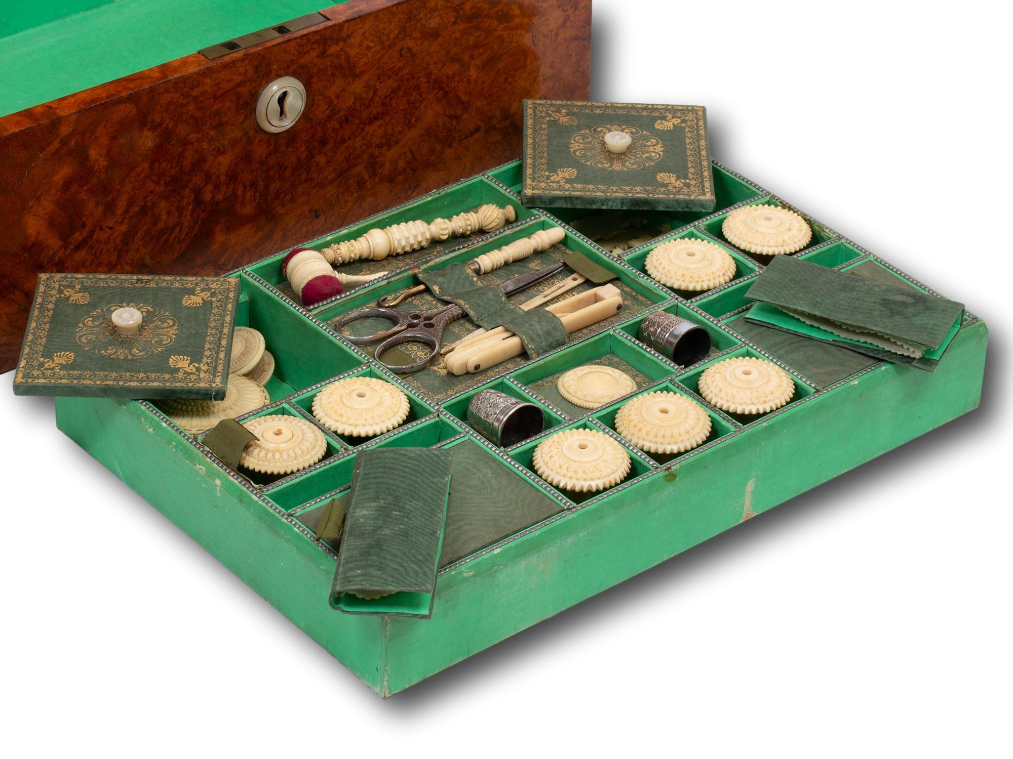 Antique Georgian Amboyna Sewing Box For Sale 9