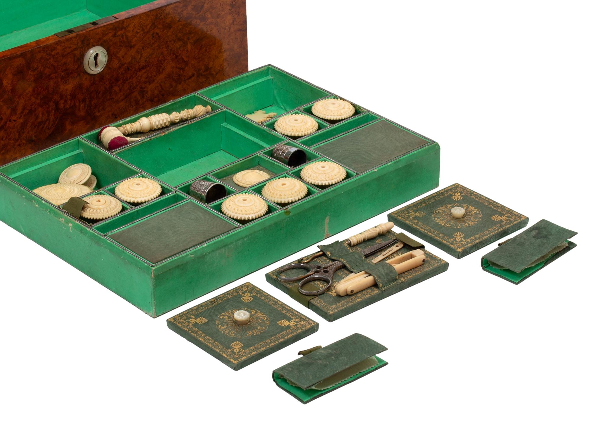 Antique Georgian Amboyna Sewing Box For Sale 10