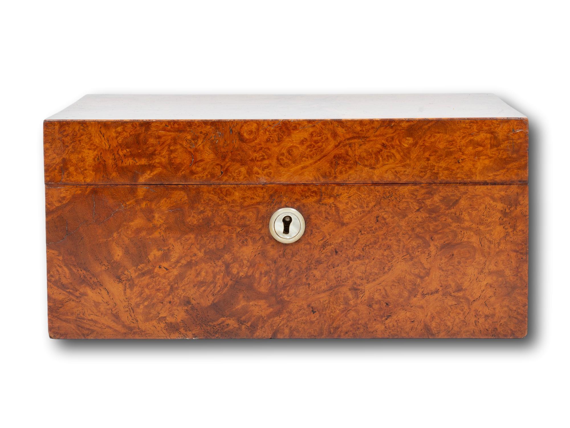 English Antique Georgian Amboyna Sewing Box For Sale