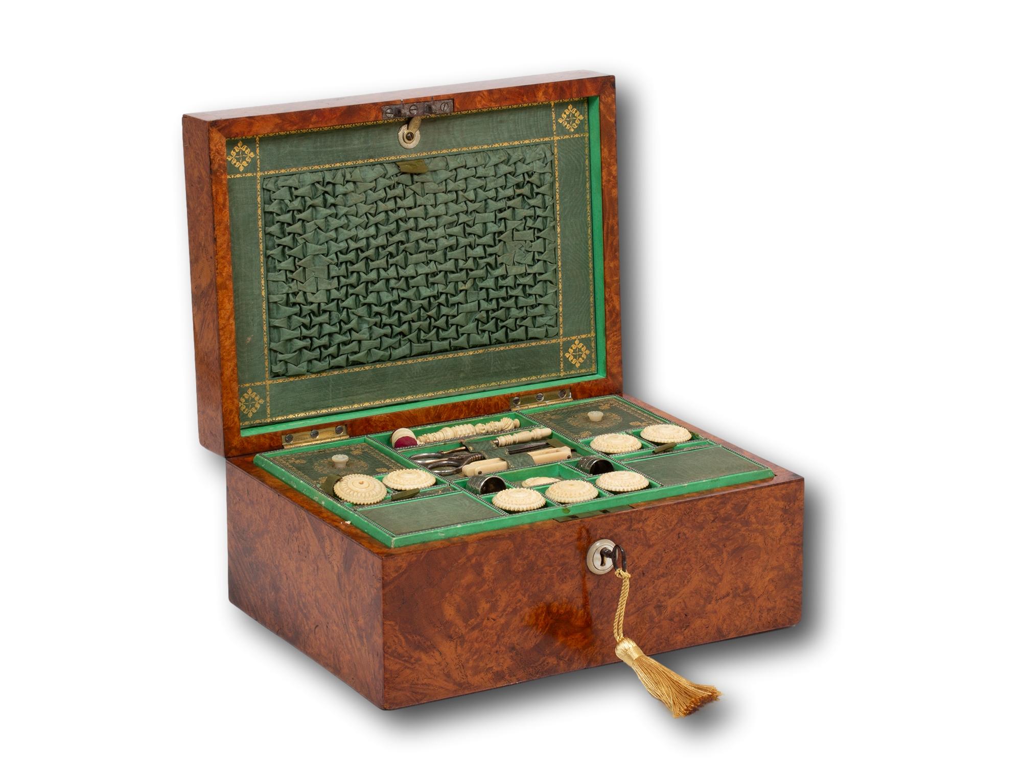 Antique Georgian Amboyna Sewing Box For Sale 1