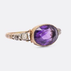 Antique Georgian Amethyst Diamond Solitaire Ring