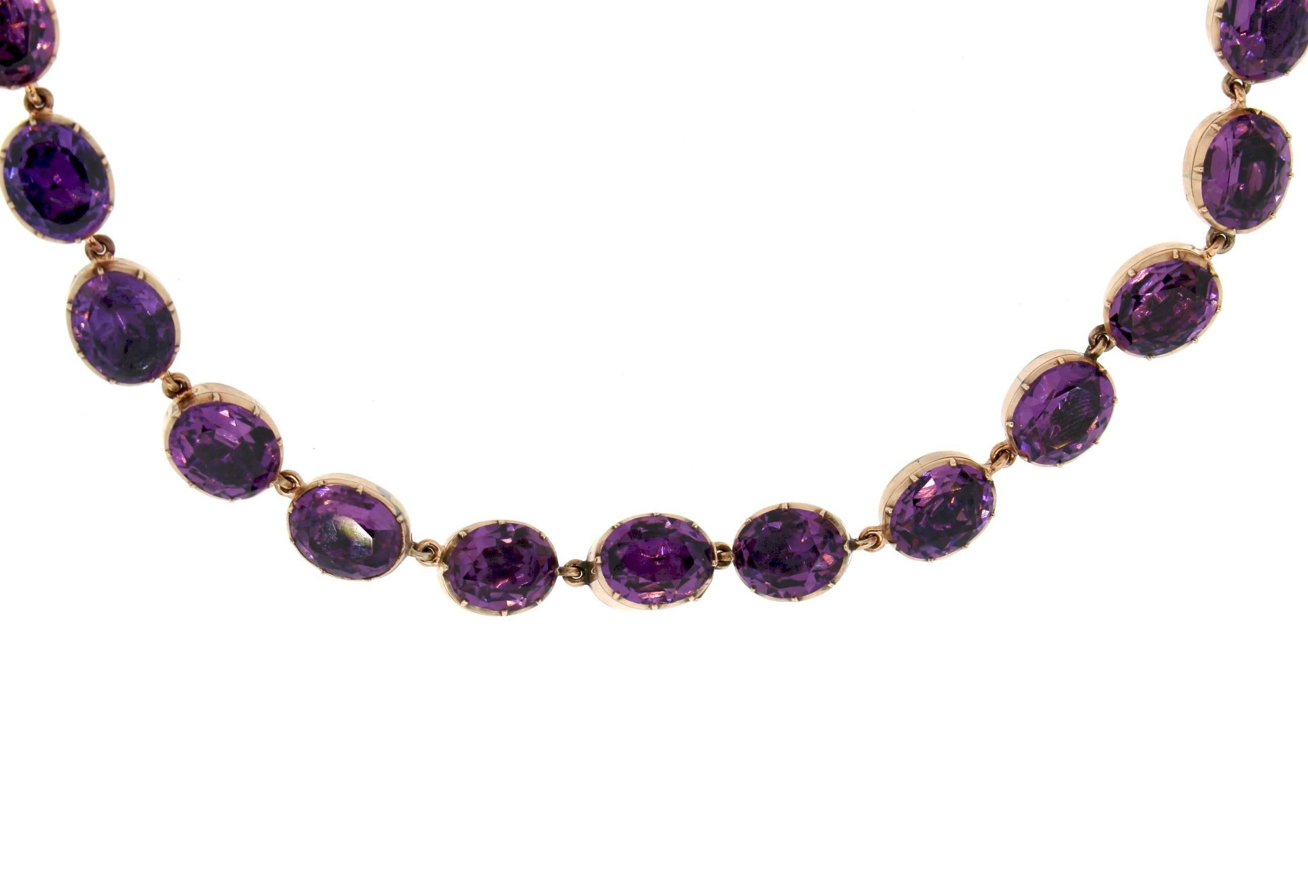George V Antique Georgian Amethyst Gold Riviere Necklace