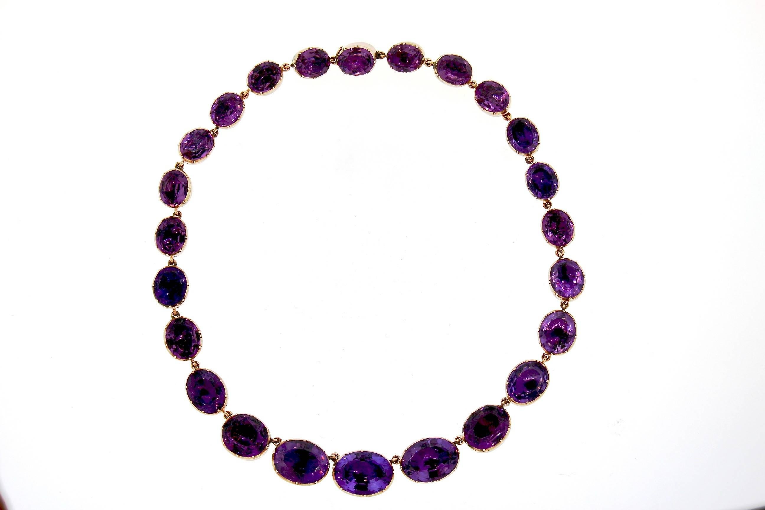 Antique Georgian Amethyst Gold Riviere Necklace In Good Condition In New York, NY