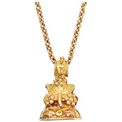 Collier pendentif en améthyste géorgien ancien avec sceau en intaille "NEWS"