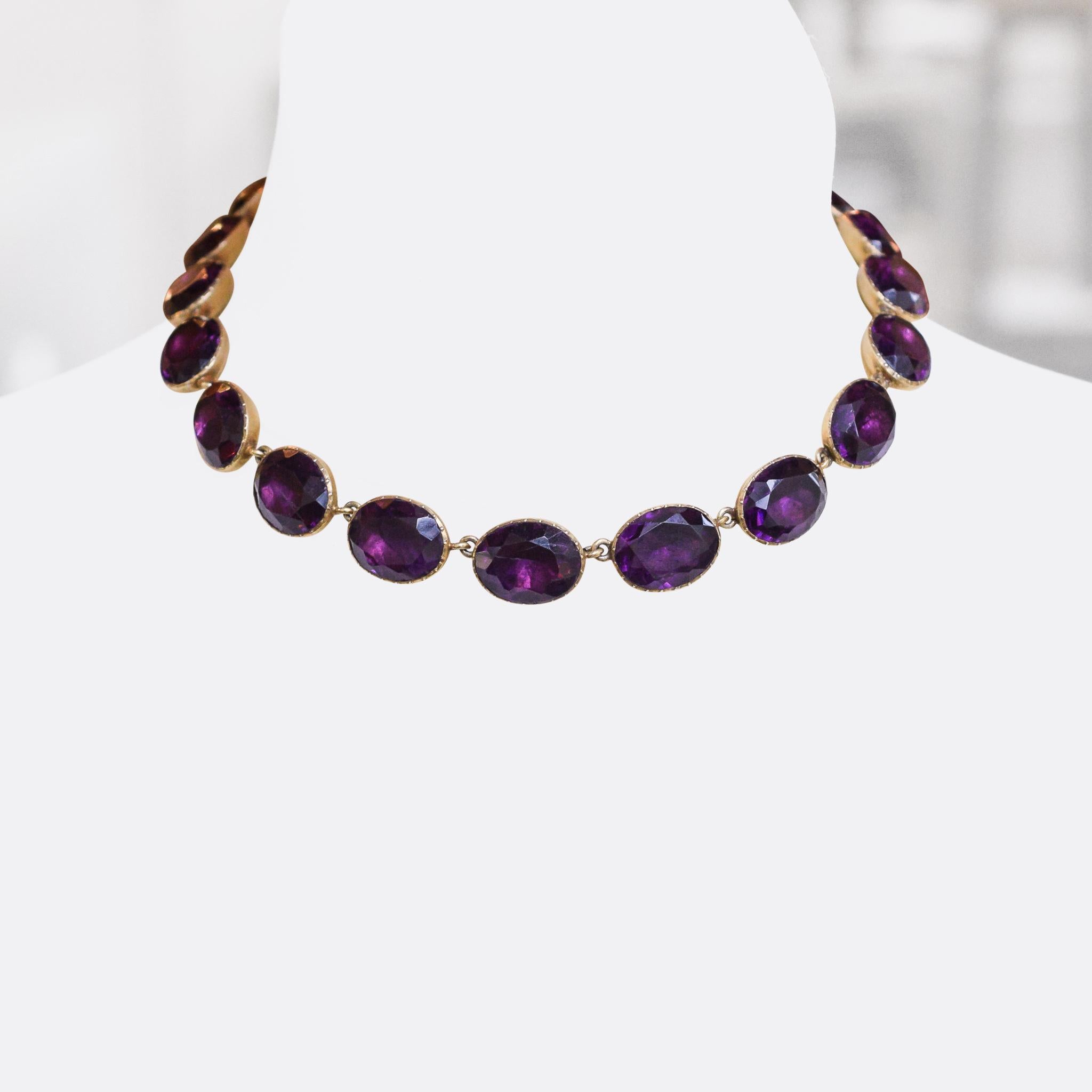 Antique Georgian Amethyst Paste Rivière Necklace In Good Condition In Sale, Cheshire