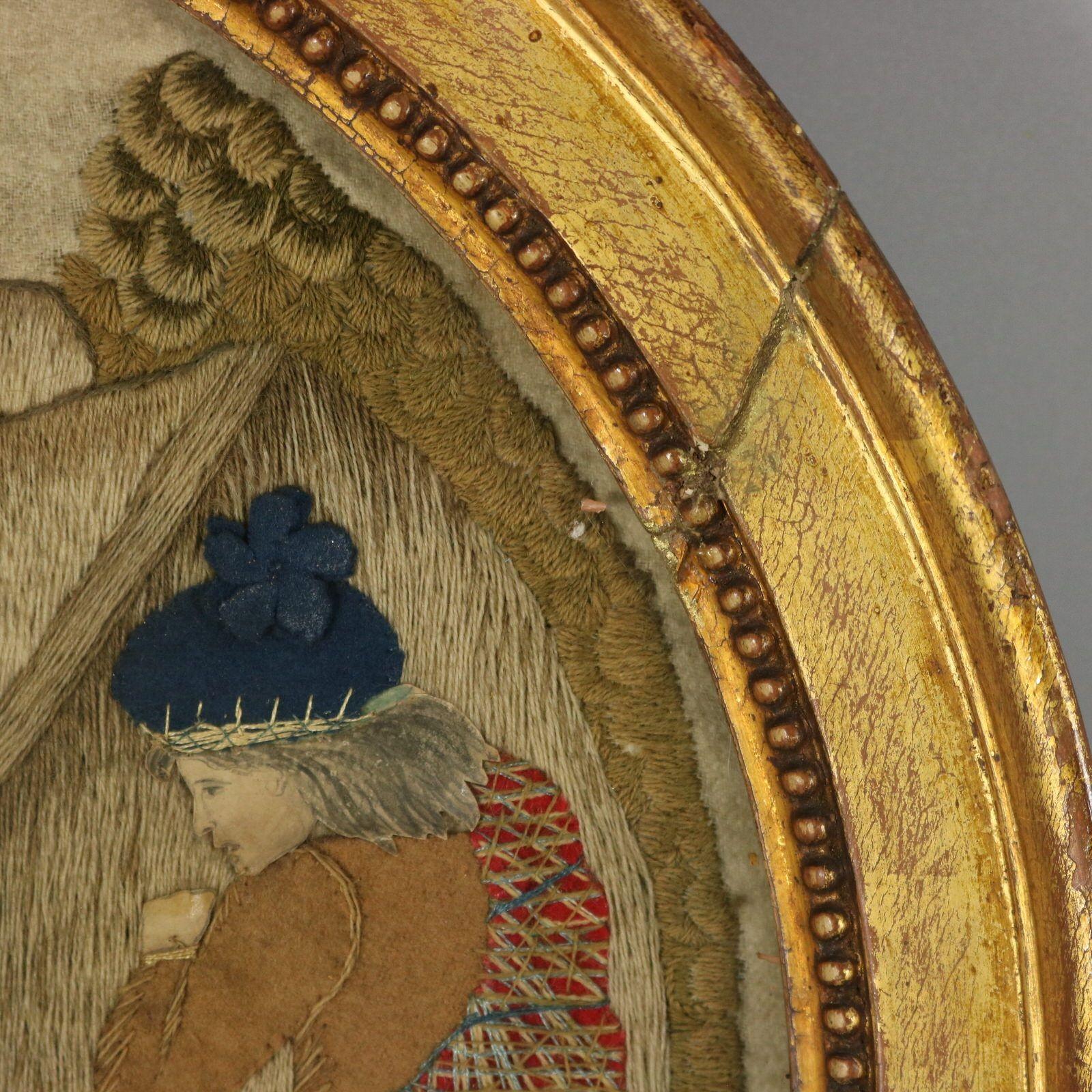 Broderie d'applique géorgienne ancienne d'une scène champêtre en vente 11