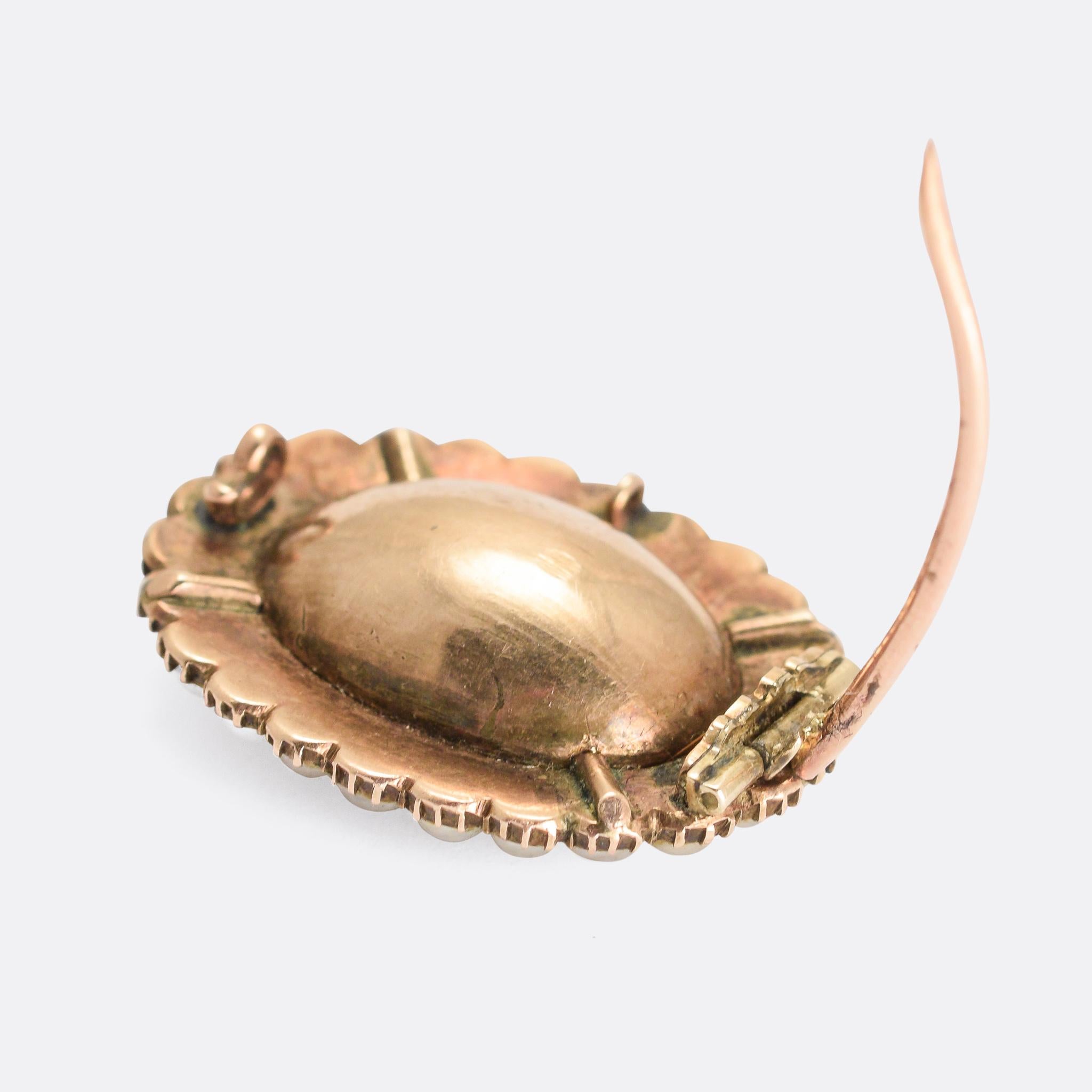 Women's Antique Georgian Aquamarine Pearl Oval Brooch