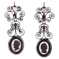 Antique Georgian Berlin Iron Chandelier Earrings, Circa 1820, Germany