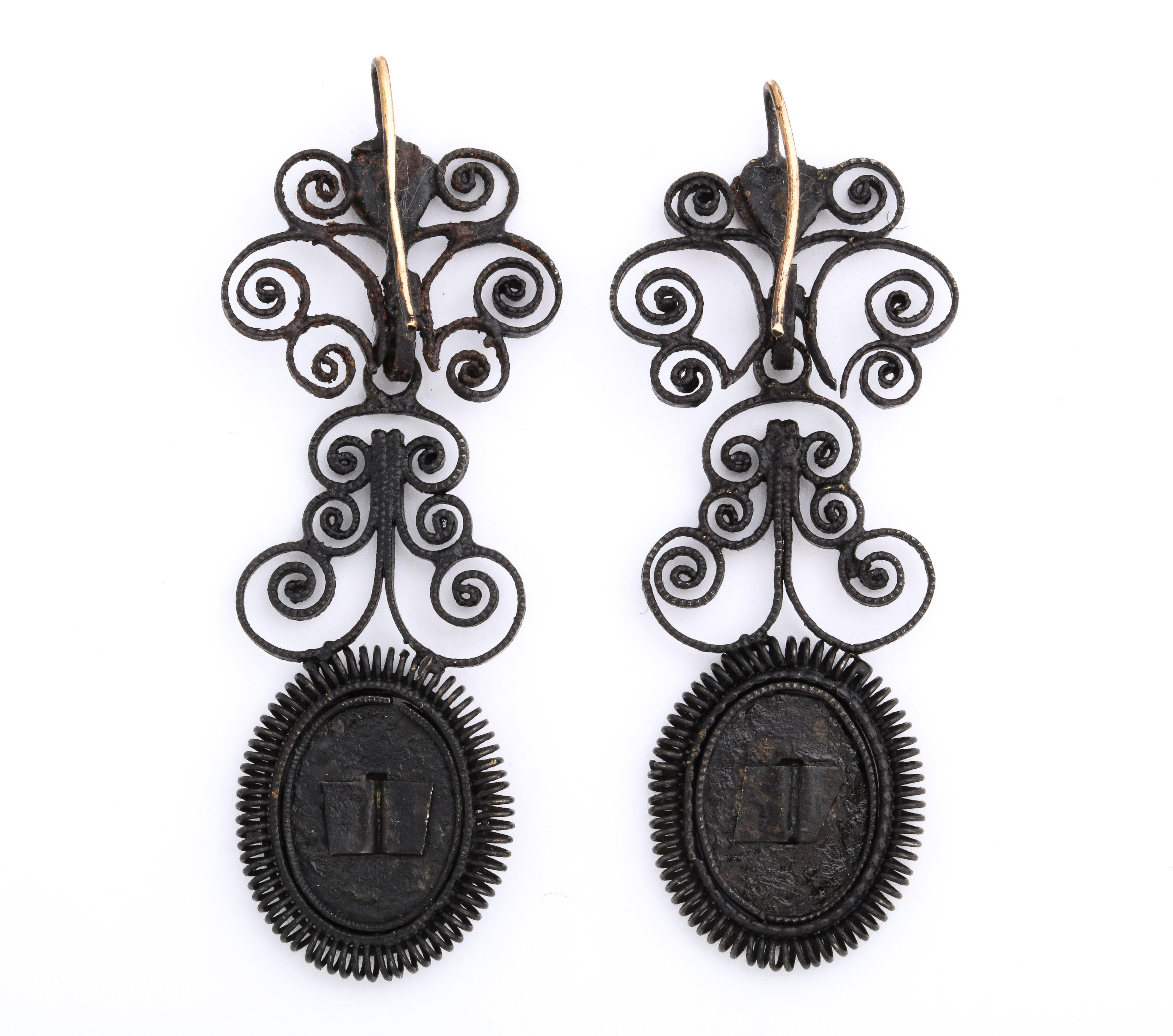 Antique Georgian Berlin Iron Chandelier Earrings For Sale 1