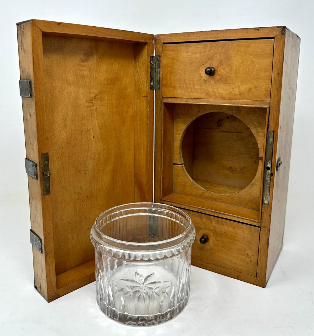 Antique Georgian Birdseye Maple English Double Tea Caddy Box Cut Crystal Bowl   For Sale 2