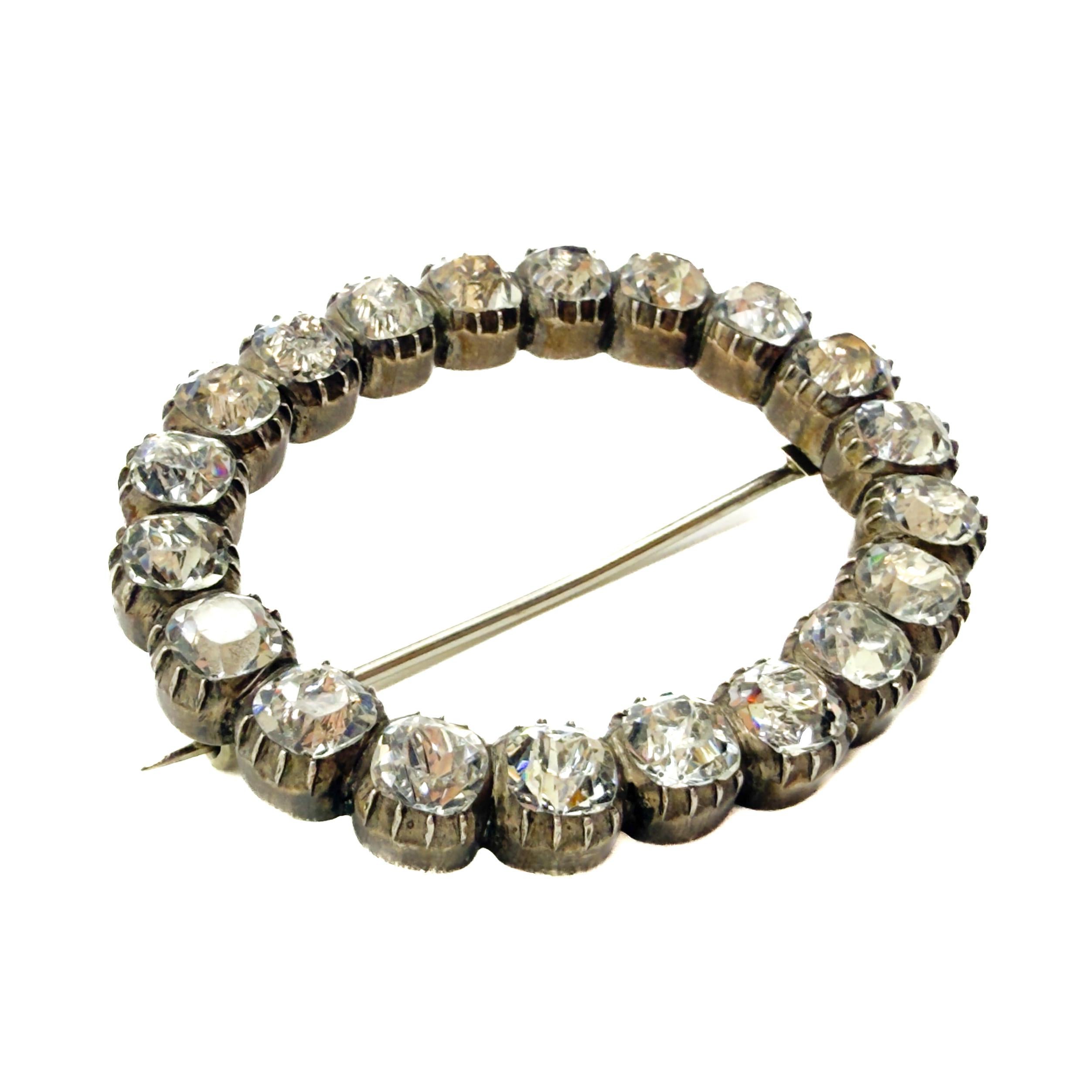 Antique Georgian Black Dot Solid Silver Paste Bro… - image 3