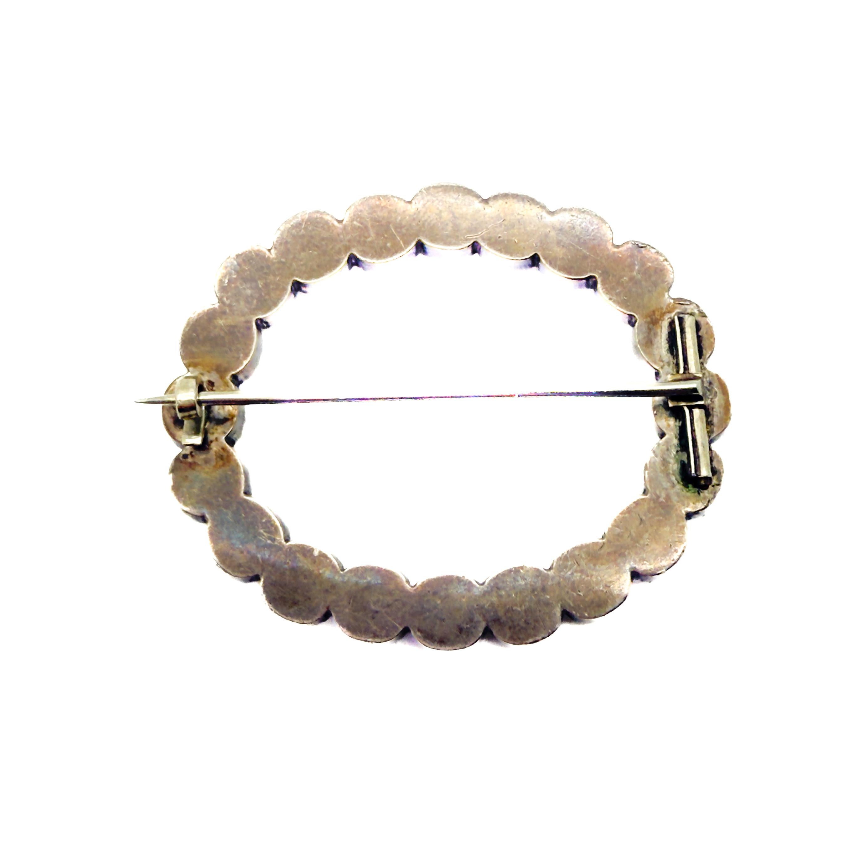 Antique Georgian Black Dot Solid Silver Paste Bro… - image 4