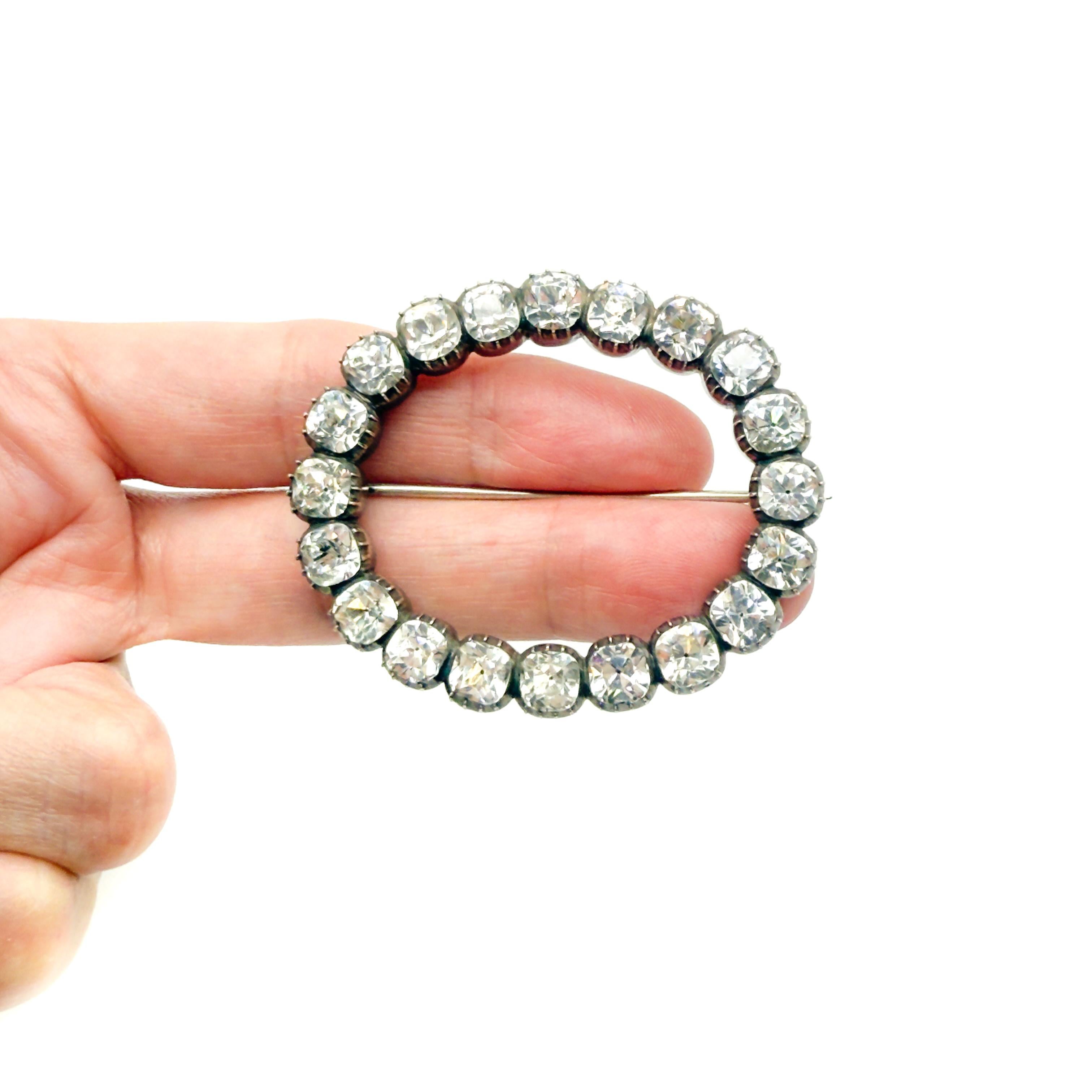 Antique Georgian Black Dot Solid Silver Paste Bro… - image 5