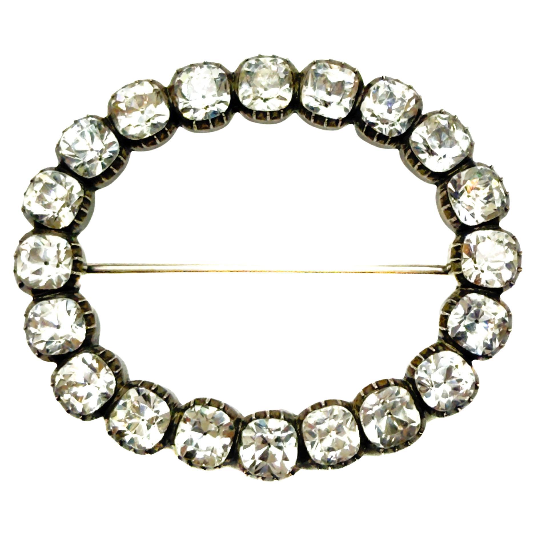 Antique Georgian Black Dot Solid Silver Paste Bro… - image 1