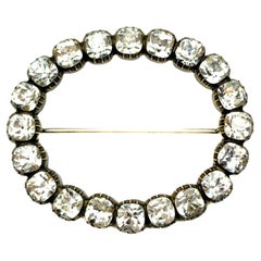 Antike Georgian Black Dot Solid Silver Paste Brosche 1820er Jahre