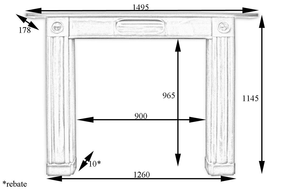 Antique Georgian black marble fireplace surround, with fluted jambs terminating in square capitals with applied carved roundels. The frieze is centred with an oval plaque carved in high relief. The cast iron grates are sold separately,
circa