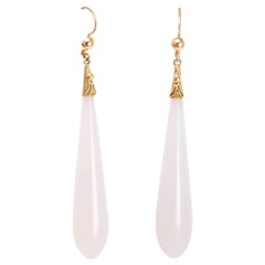 Antique Georgian Blue Chalcedony Teardrop Earrings