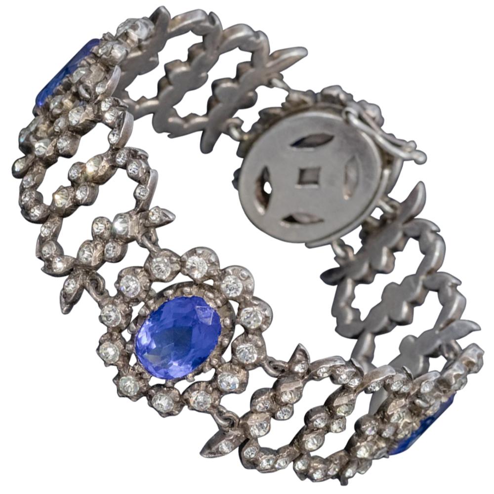Antique Georgian Blue Paste Bracelet Silver, circa 1800 For Sale